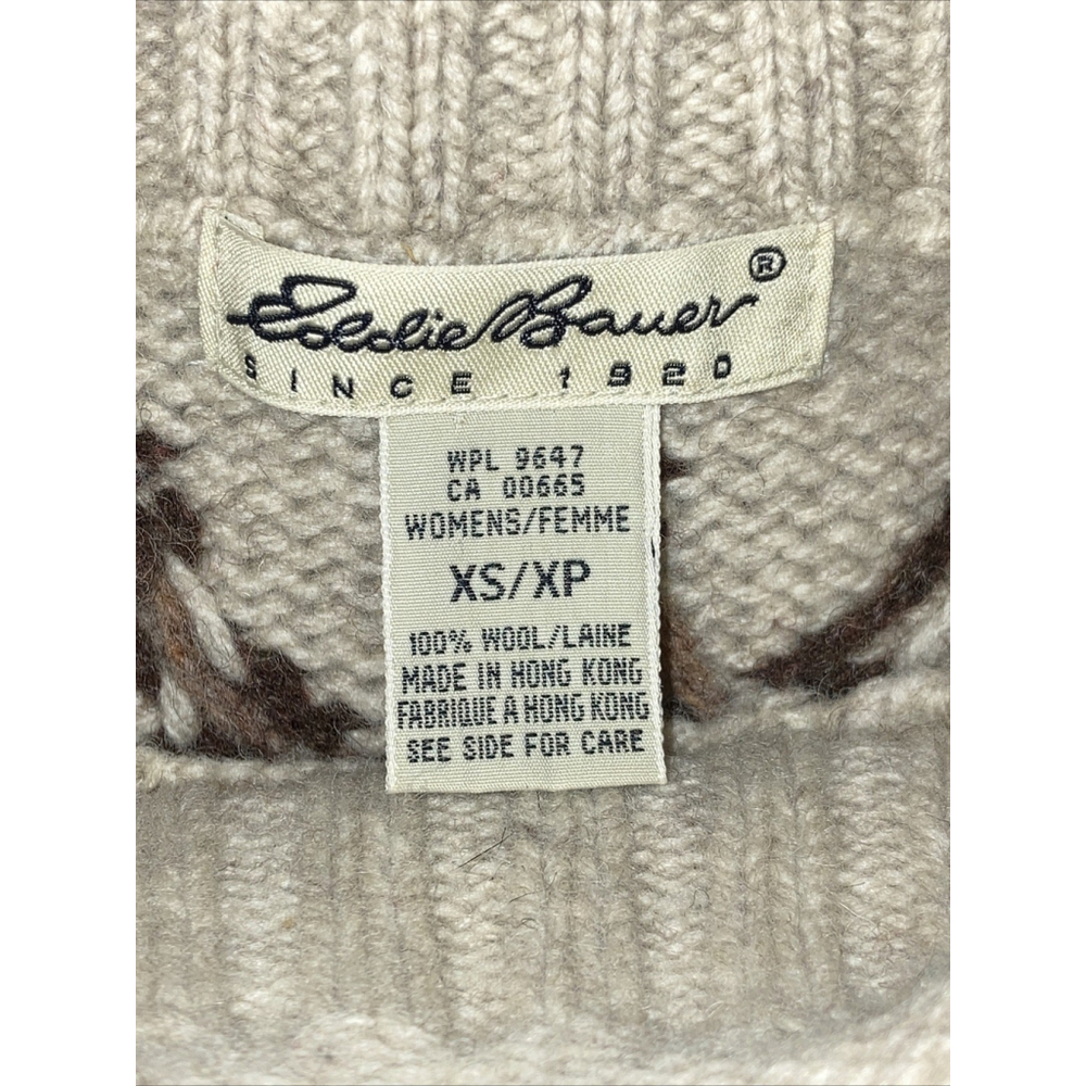 Vintage Eddie Bauer Nordic Wool Selburose Fair Isle Sweater Gray Women’s S M - Picture 7 of 8